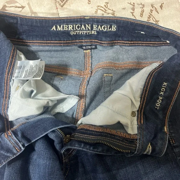 American Eagle Outfitters Dark Blue Straight Leg Jeans - Picture 3 of 3